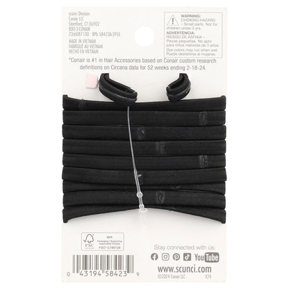 Scunci, No-Slip Grip® Elastics, All Day Strong Hold, Black, 10 Pieces