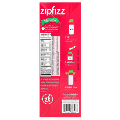 Zipfizz, Energy Drink Mix, Watermelon, 20 Tubes, 0.39 oz (11 g) Each