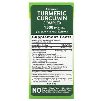 Nature's Truth, Turmeric Curcumin Complex, 1,500 mg, 60 Quick Release Capsules (750 mg per Caplet)