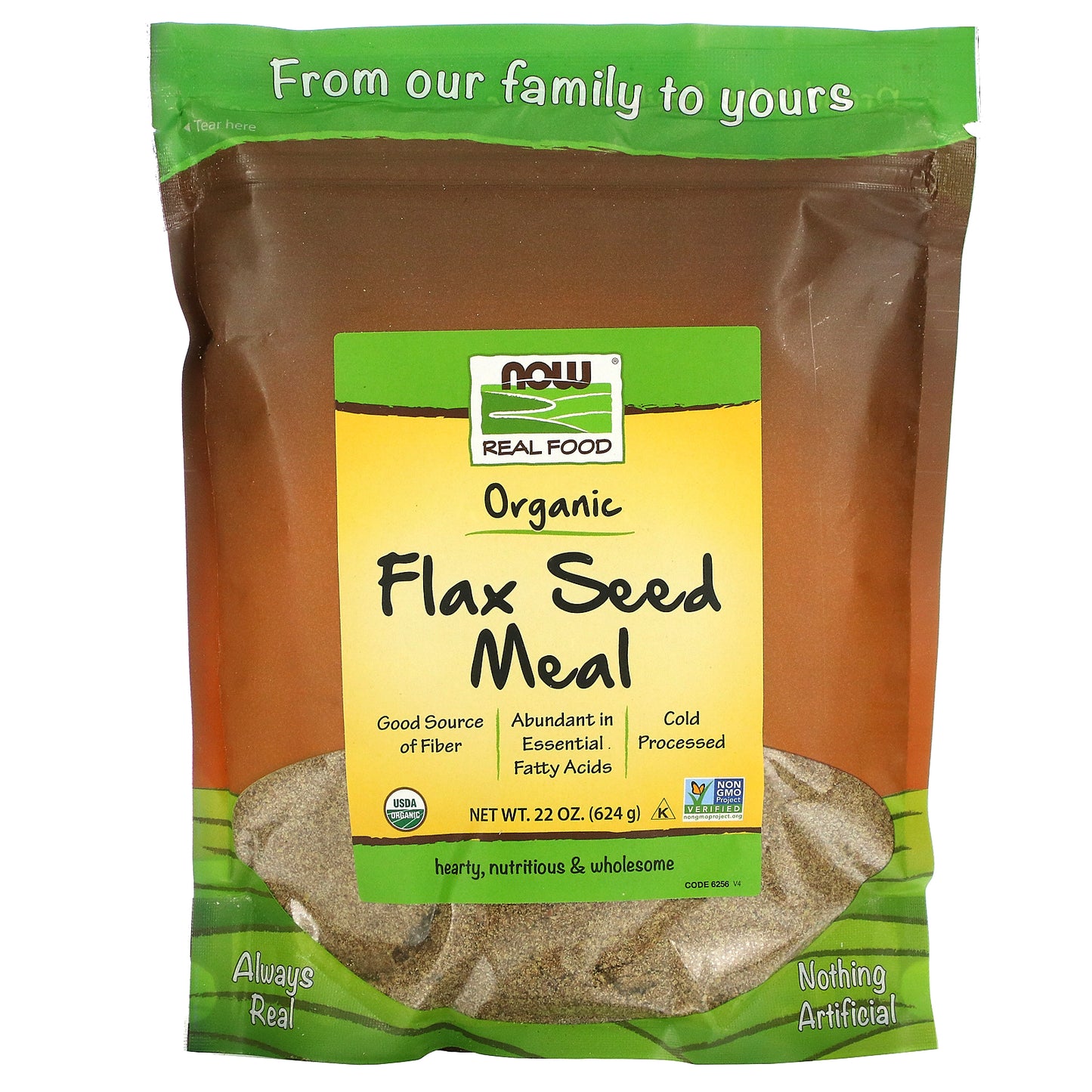 NOW Foods, Real Food, Organic Flax Seed Meal, 1.4 lbs (624 g)