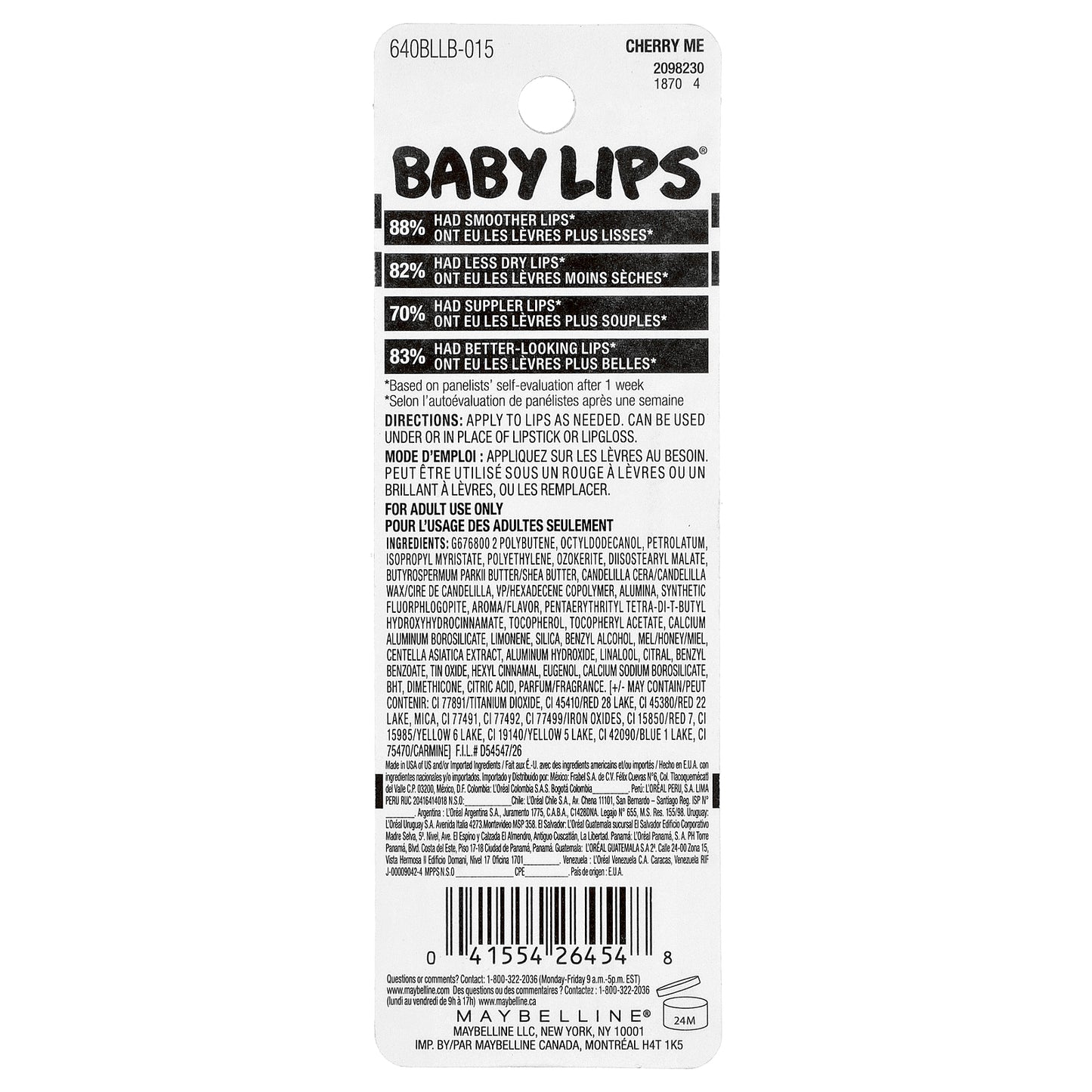 Maybelline, Baby Lips®, Moisturizing Lip Balm, 15 Cherry Me, 0.15 oz (4.4 g)