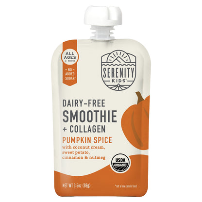 Serenity Kids, Dairy-Free Smoothie + Collagen, All Ages 6+ Months, Pumpkin Spice, 3.5 oz (99 g)