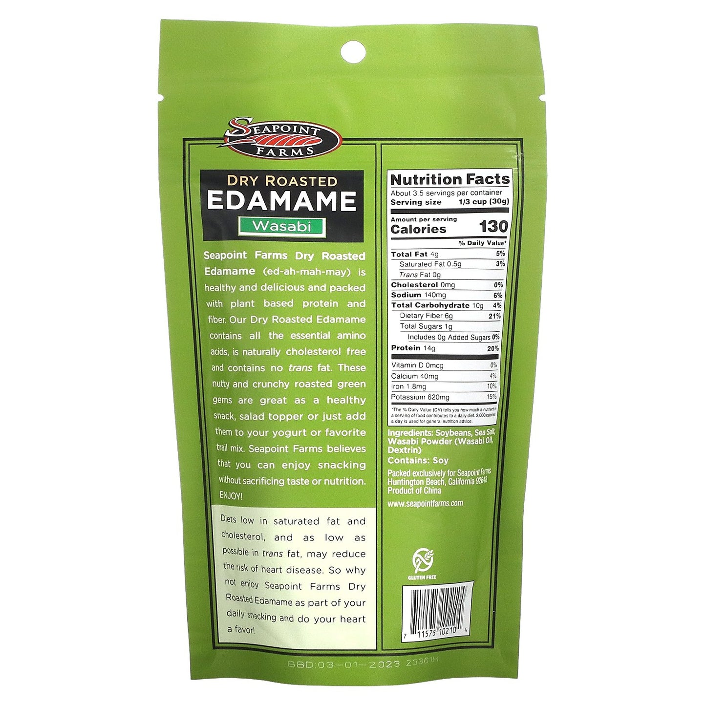 Seapoint Farms, Dry Roasted Edamame, Wasabi, 3.5 oz (99 g)