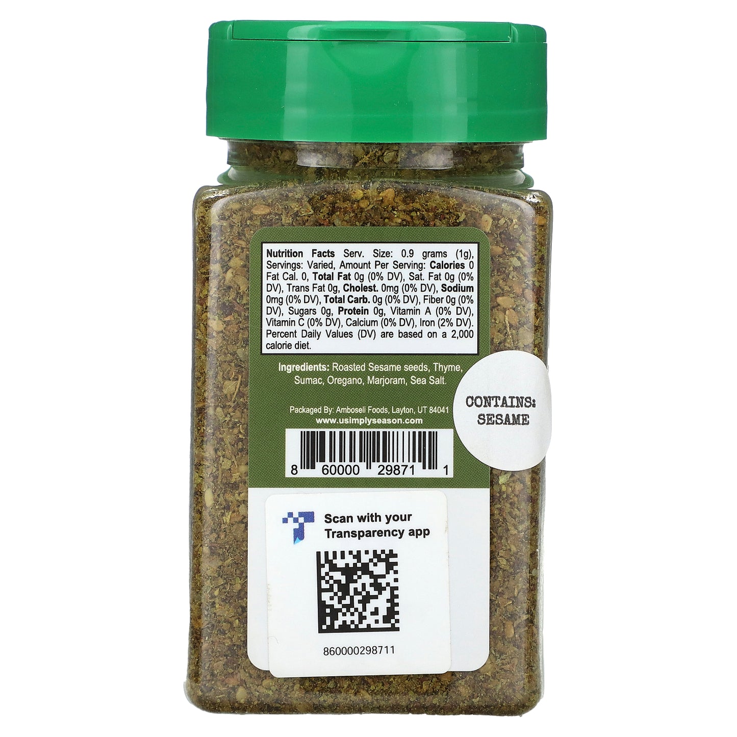 USimplySeason, Tangy Za'atar, 4.8 oz (135 g)