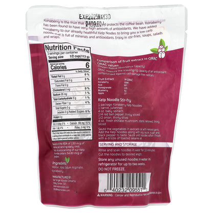 Sea Tangle Noodle Company, Kelp Noodles With Konaberry, 12 oz (340 g)