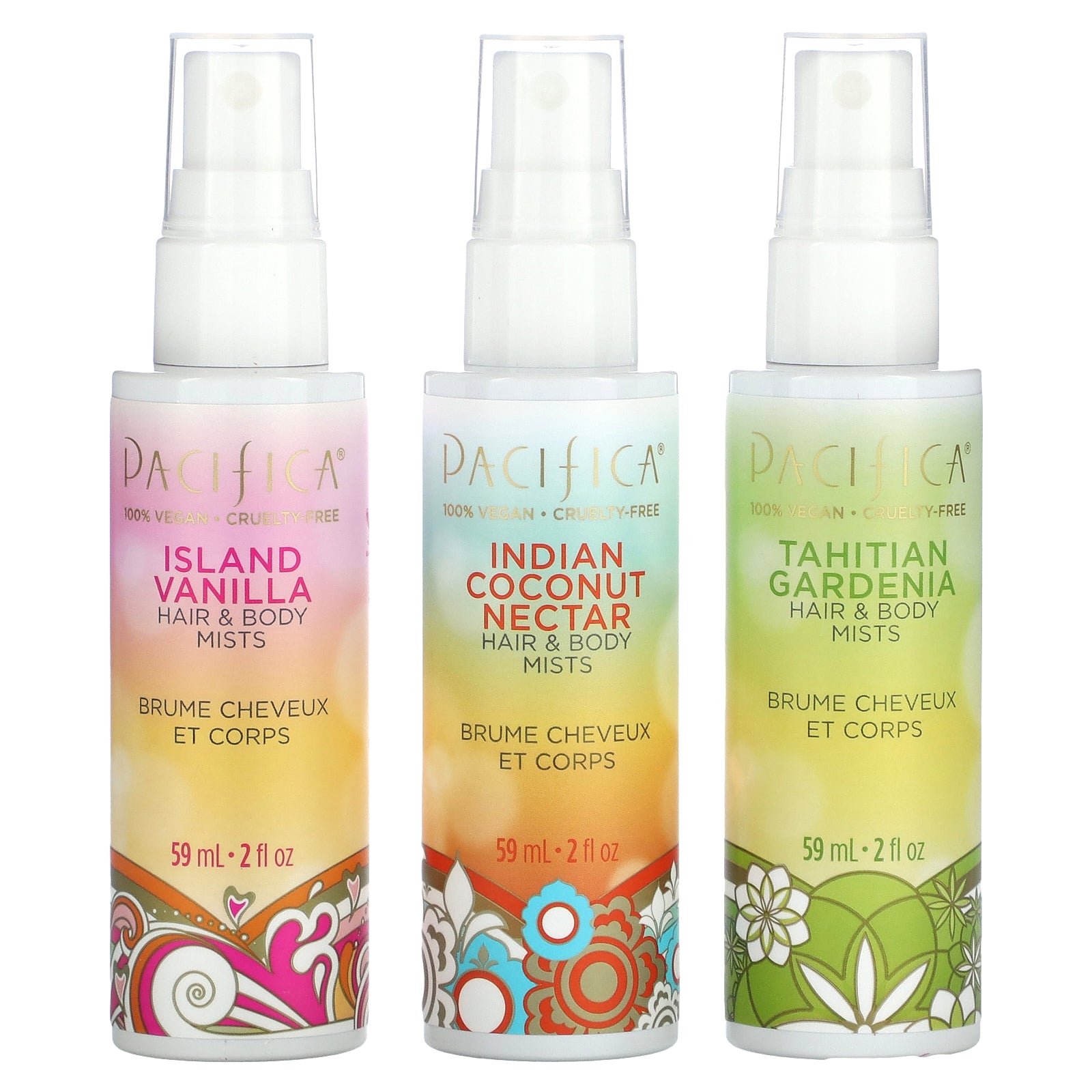 Pacifica, Hair & Body Mists, Wanderlust, 3 Pack, 2 fl oz (59 ml) Each