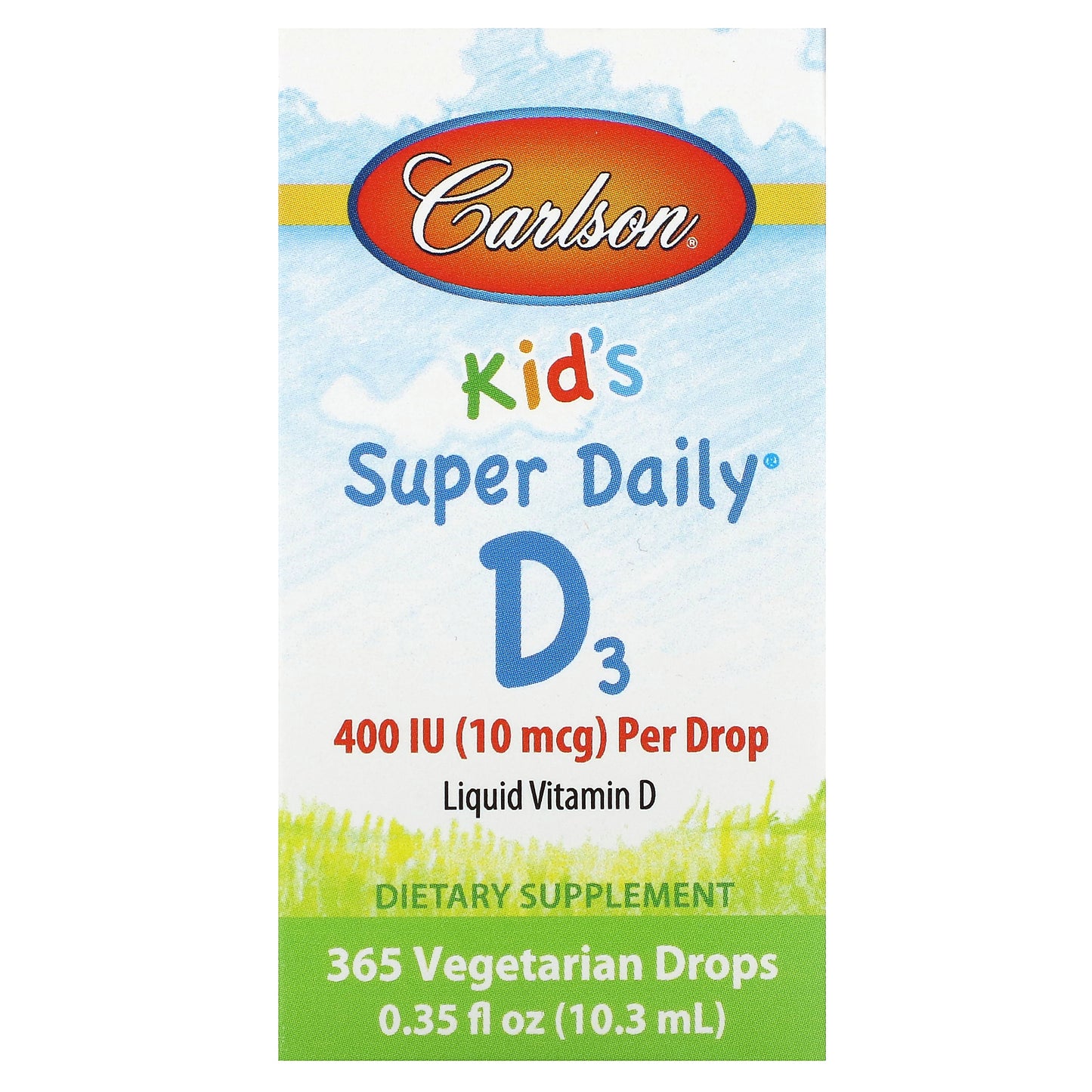 Carlson, Kids Super Daily® D3, 10 mcg (400 IU), 0.35 fl oz (10.3 ml)