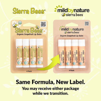 Mild By Nature, Sierra Bees™, Organic Lip Balms, Grapefruit, 4 Pack, 0.15 oz (4.25 g) Each