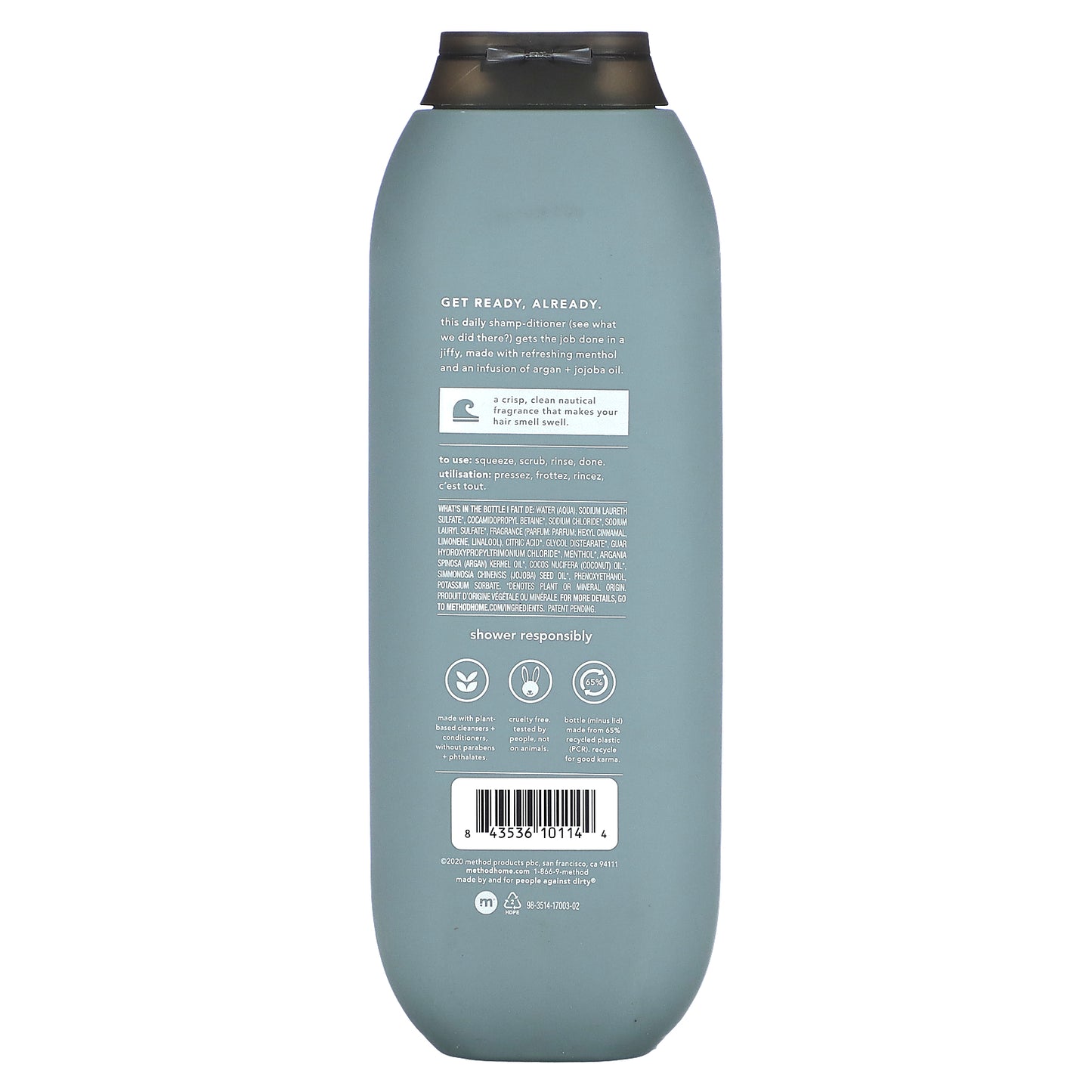 Method, Men, 2-In-1 Shampoo + Conditioner, Sea + Surf, 14 fl fl oz (414 ml)