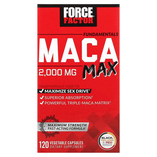 Force Factor, Fundamentals, Maca Max, 2,000 mg, 120 Vegetable Capsules (500 mg per Capsule)