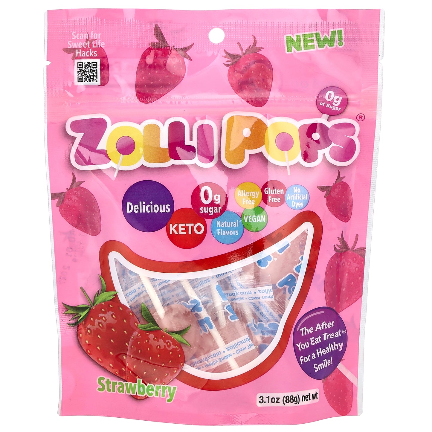 Zollipops, Suckers, Strawberry, 3.1 oz (88 g)