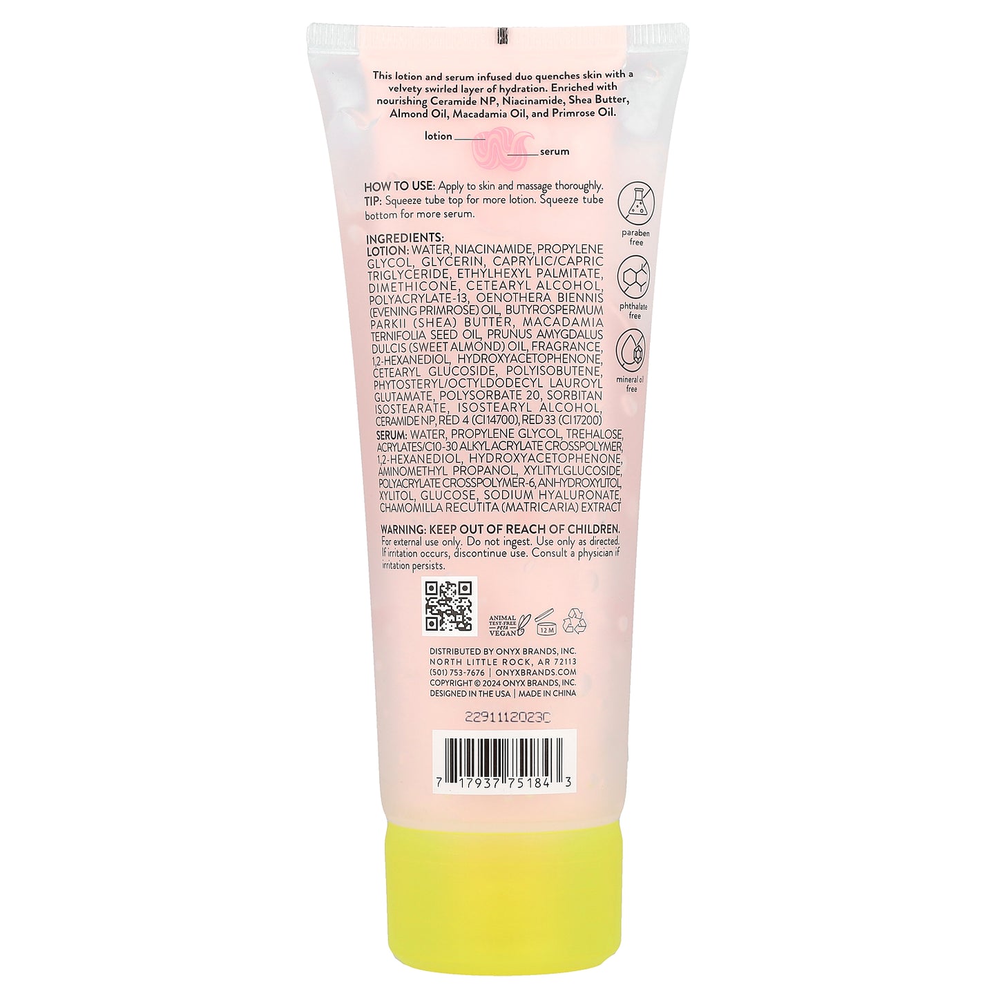 Onyx Professional, Rose Petals, Hydrating Body Lotion & Serum Duo, Rose & Amber, 7 fl oz (208 ml)