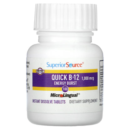 Superior Source, Quick B-12 Energy Burst, 1,000 mcg, 100 MicroLingual Instant Dissolve Tablets