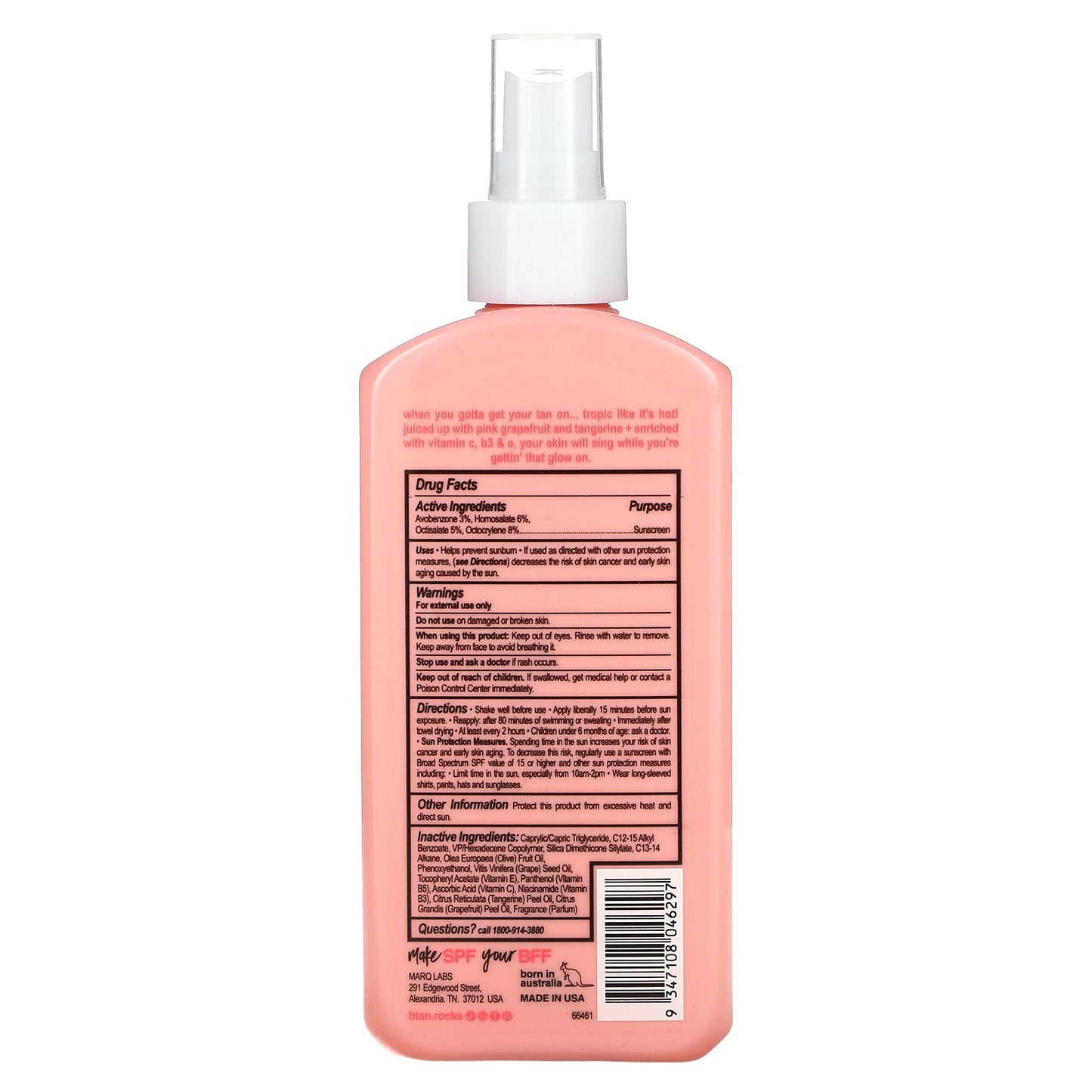 b.tan, Tropic Like It's Hot, Deep Tanning Dry Spray Oil Sunscreen, SPF 15, 8 fl oz (236 ml)