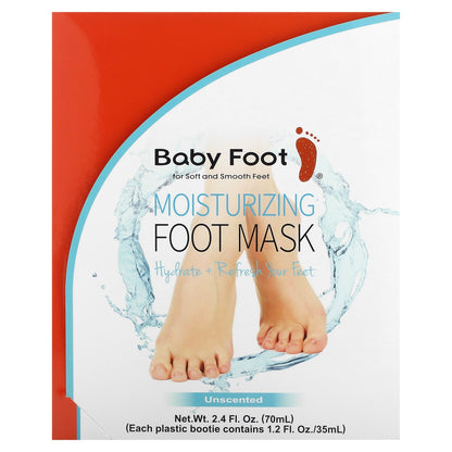 Baby Foot, Moisturizing Foot Mask, Unscented , 1 Pair, 1.2 fl oz (35 ml) Each