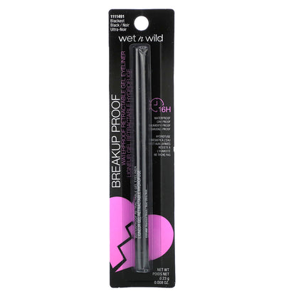 wet n wild, Breakup Proof, Waterproof Retractable Gel Eyeliner, 1111491 Blackest Black, 0.008 oz (0.23 g)