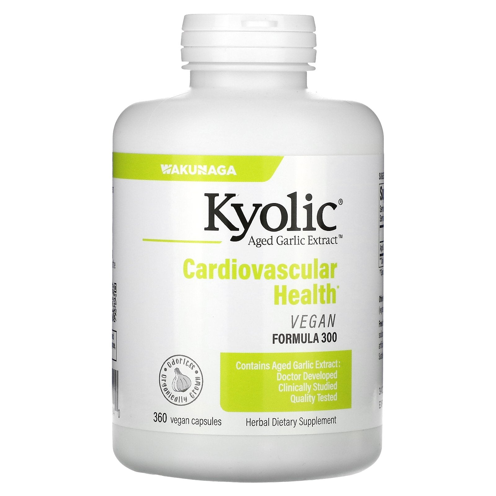 Kyolic, Aged Garlic Extract, Cardiovascular Health, Vegan Formula 300, 360 Vegan Capsules (300 mg per Capsule)