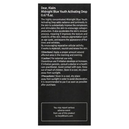 Dear, Klairs, Midnight Blue Youth Activating Drop, 0.67 fl oz (20 ml)