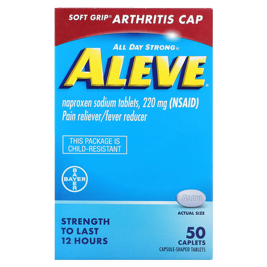 Aleve, Naproxen Sodium Tablets, 220 mg, 50 Caplets