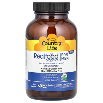 Country Life, Realfood Organics, Multivitamin For Men, 60 Easy-to-Swallow Tablets