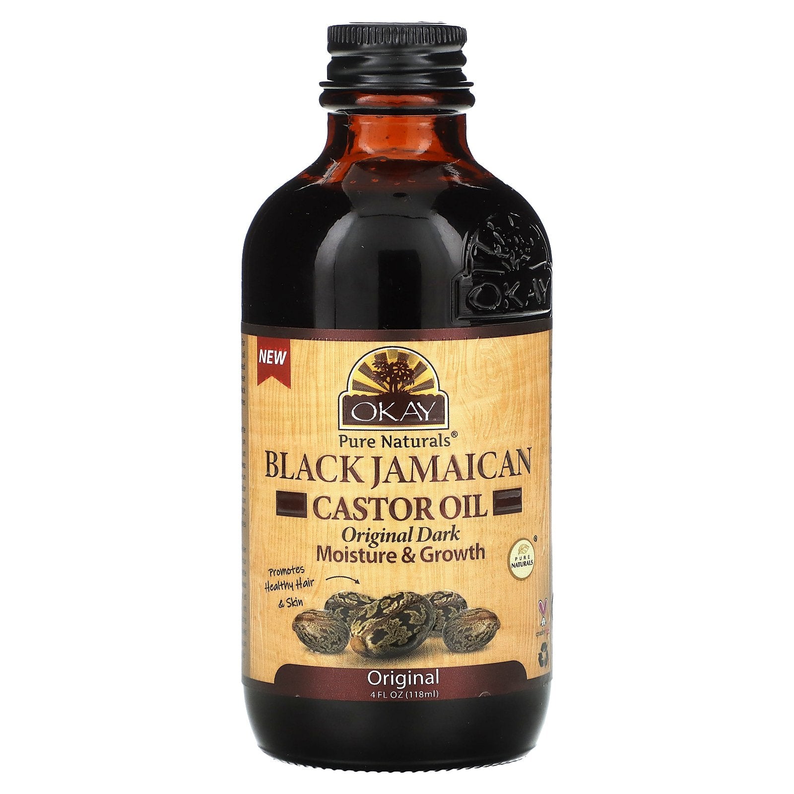 Okay Pure Naturals, Black Jamaican Castor Oil, Original Dark, 4 fl oz (118 ml)