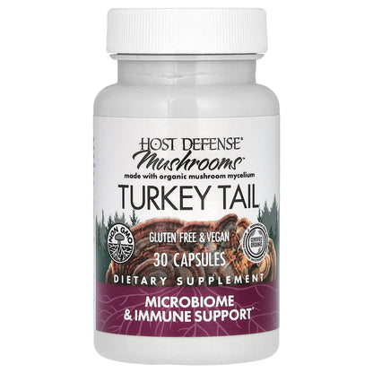 Host Defense, Mushrooms, Turkey Tail, 30 Capsules (0.5 g per Capsule)