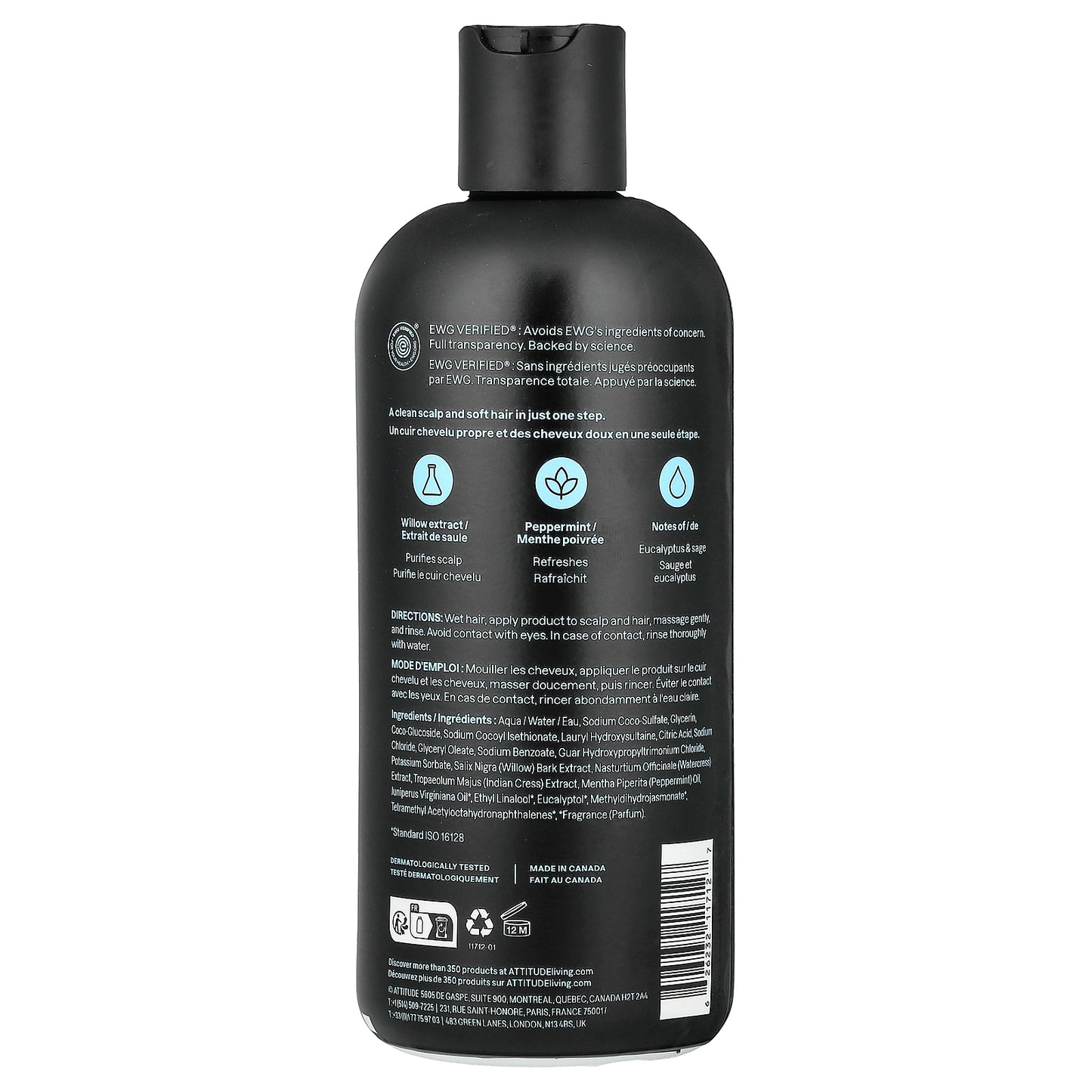 ATTITUDE, Super Leaves™, 2N1 Scalp Care Shampoo & Conditioner, For Men, Eucalyptus & Sage, 14 fl oz (415 ml)