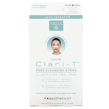 Earth Therapeutics, Clari-T Pore Cleansing Strips, Clarifying Tea Tree, 6 Nose Strips