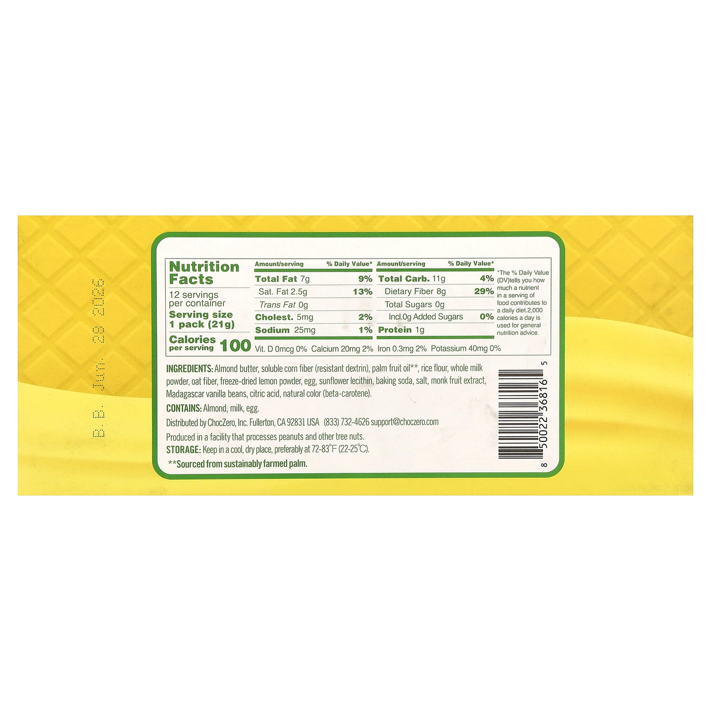 ChocZero, Premium Cookies, Golden Dunkies, Vanilla & Creme Cookies, Lemon, 12 Packs, 0.75 oz (21 g) Each