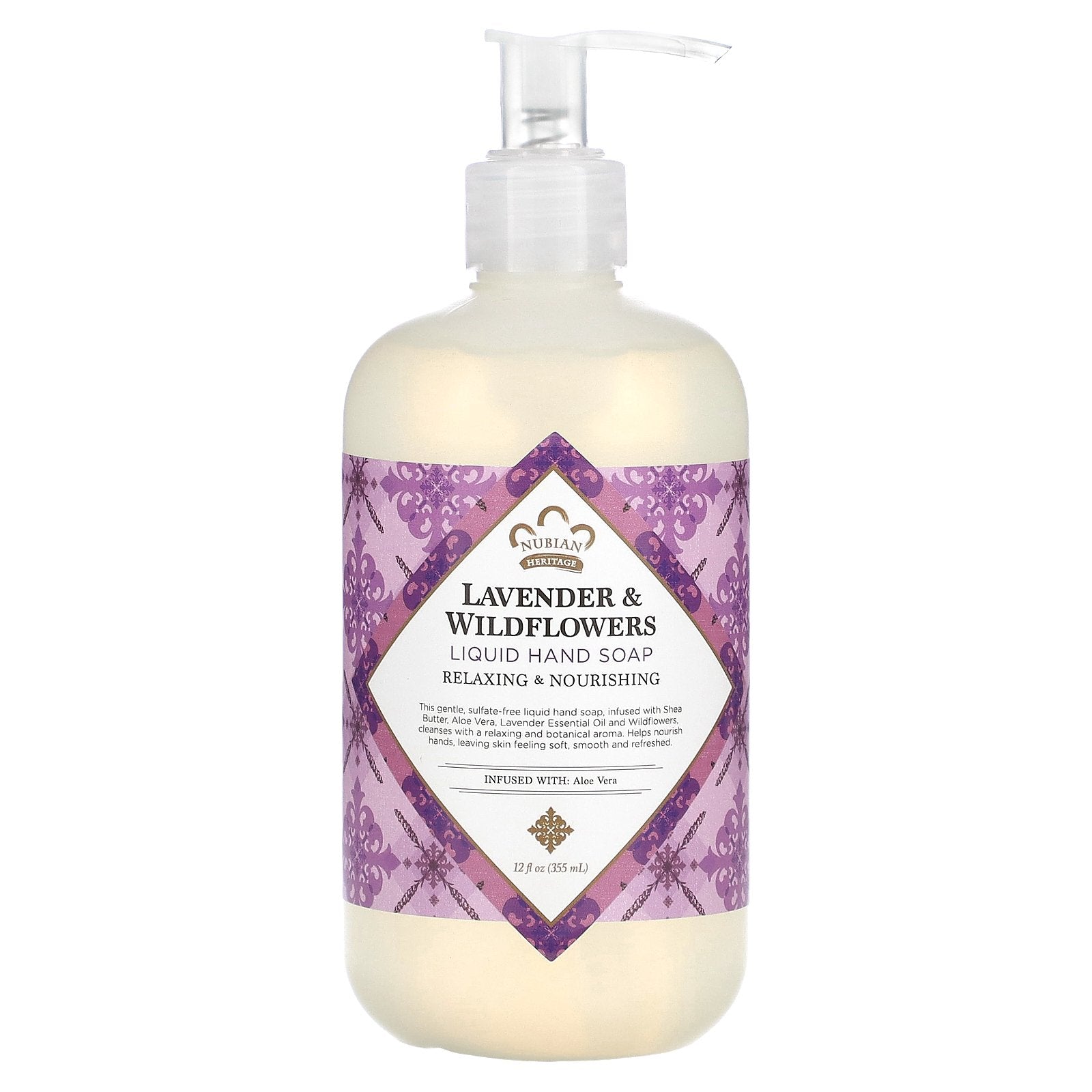 Nubian Heritage, Lavender & Wildflowers, Liquid Hand Soap, 12 fl oz (355 ml)