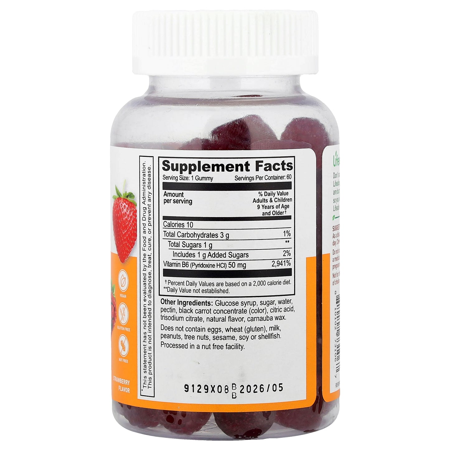 Lifeable, Kids Vitamin B6 Gummies, Strawberry, 50 mg, 60 Gummies