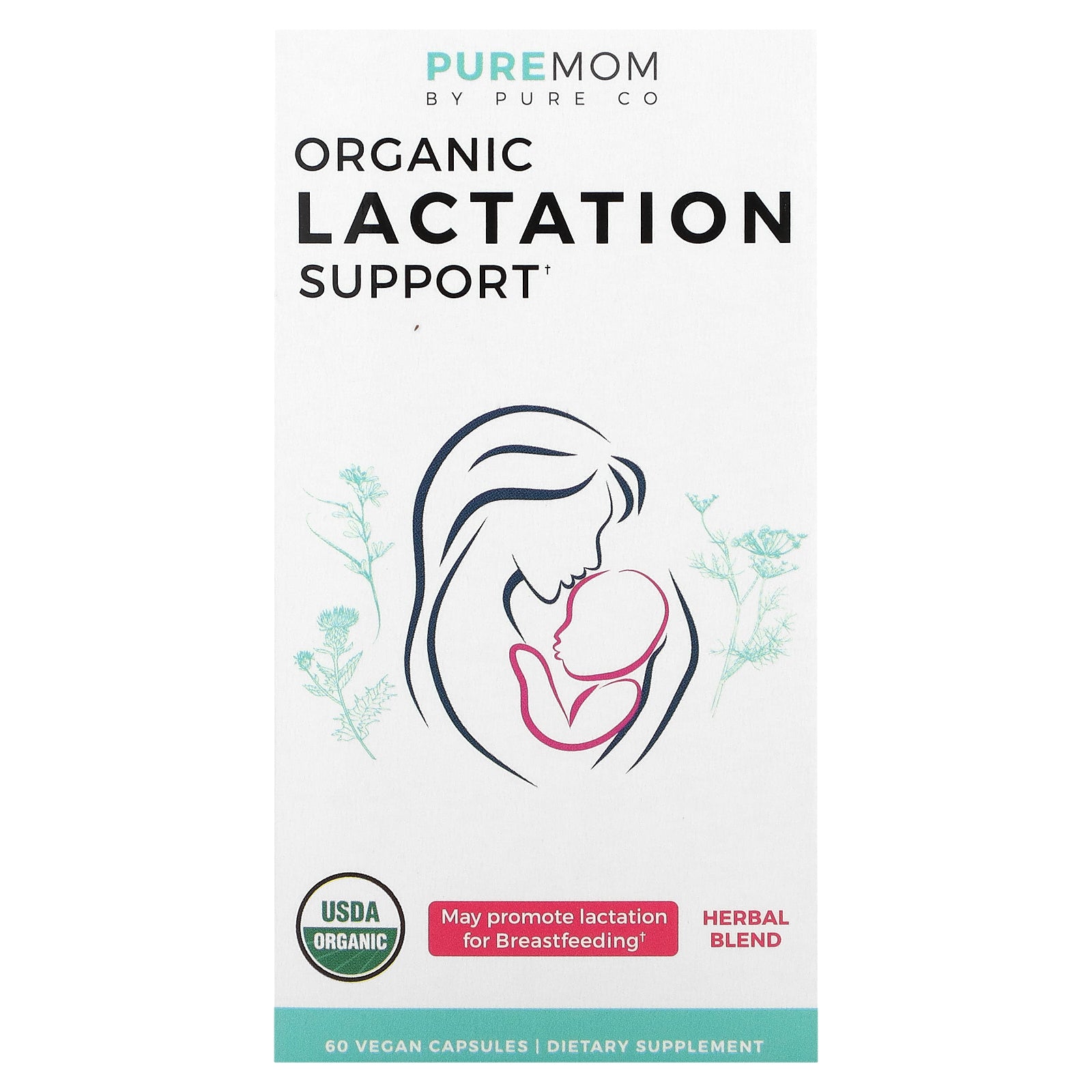 Pure Co., Pure Mom, Organic Lactation Support, 60 Vegan Capsules