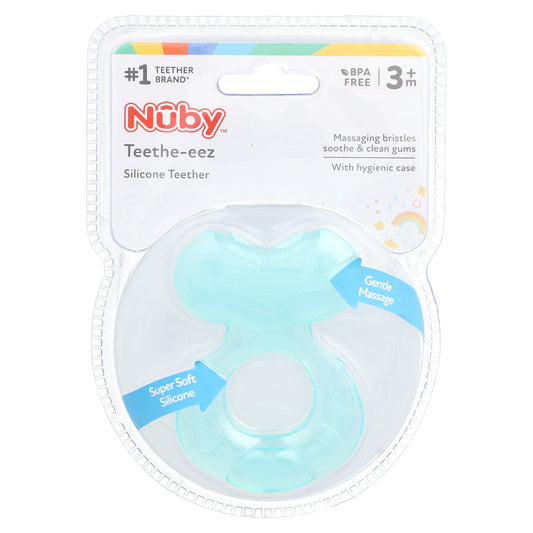 Nuby, Silicone Teether, Teethe-eez, 3+ Months, Aqua, 2 Piece Set