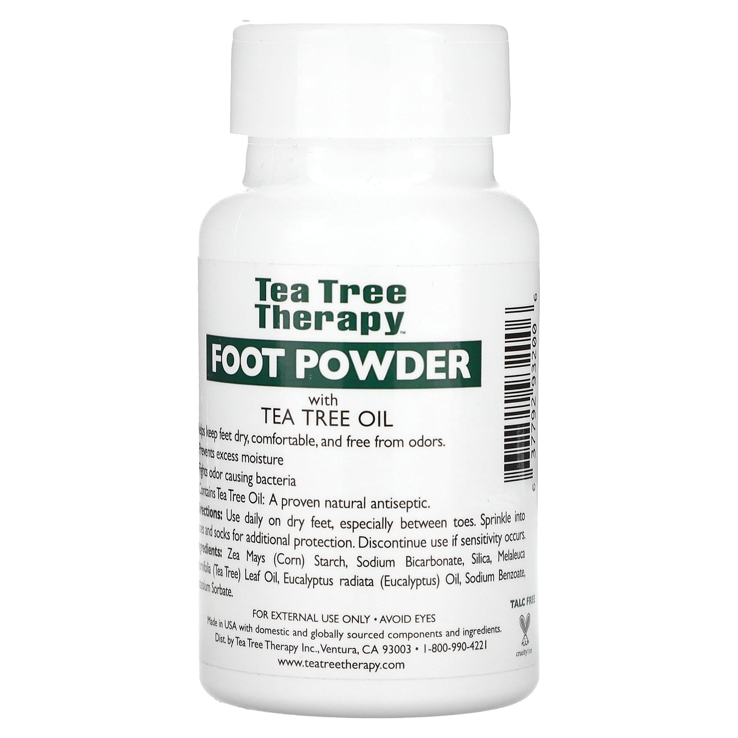 Tea Tree Therapy, Antiseptic Foot Powder With Tea Tree Oil, Unscented, 3 oz (85 gm)