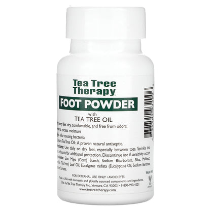 Tea Tree Therapy, Antiseptic Foot Powder With Tea Tree Oil, Unscented, 3 oz (85 gm)