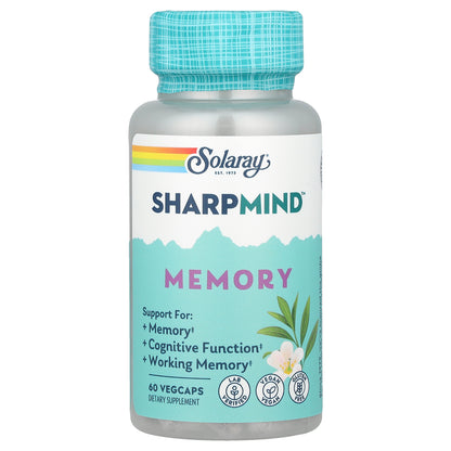 Solaray, Sharpmind™ Memory with Cognivia® Sage, Gotu Kola & Chaga Mushroom, 60 Vegcaps