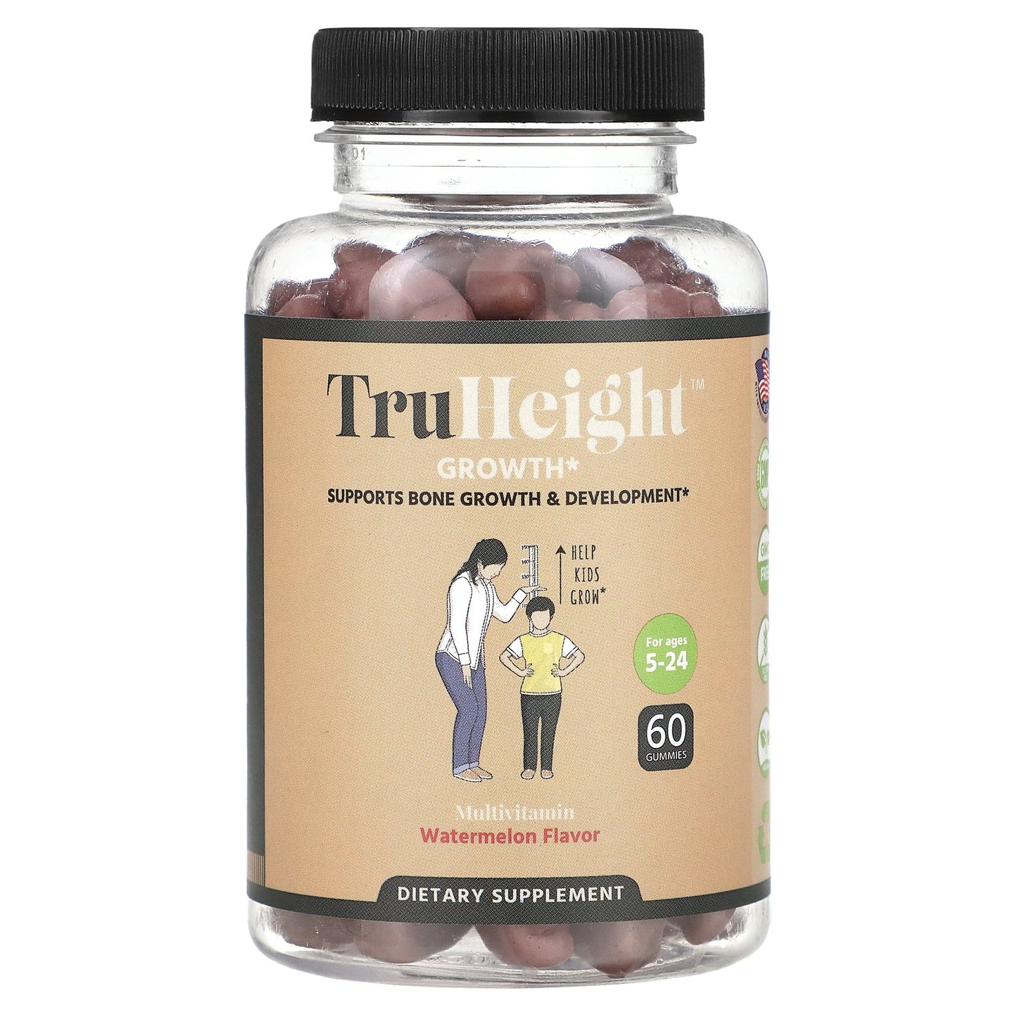 TruHeight, Growth Gummies, Multivitamin, For Ages 5-24, Watermelon, 60 Gummies