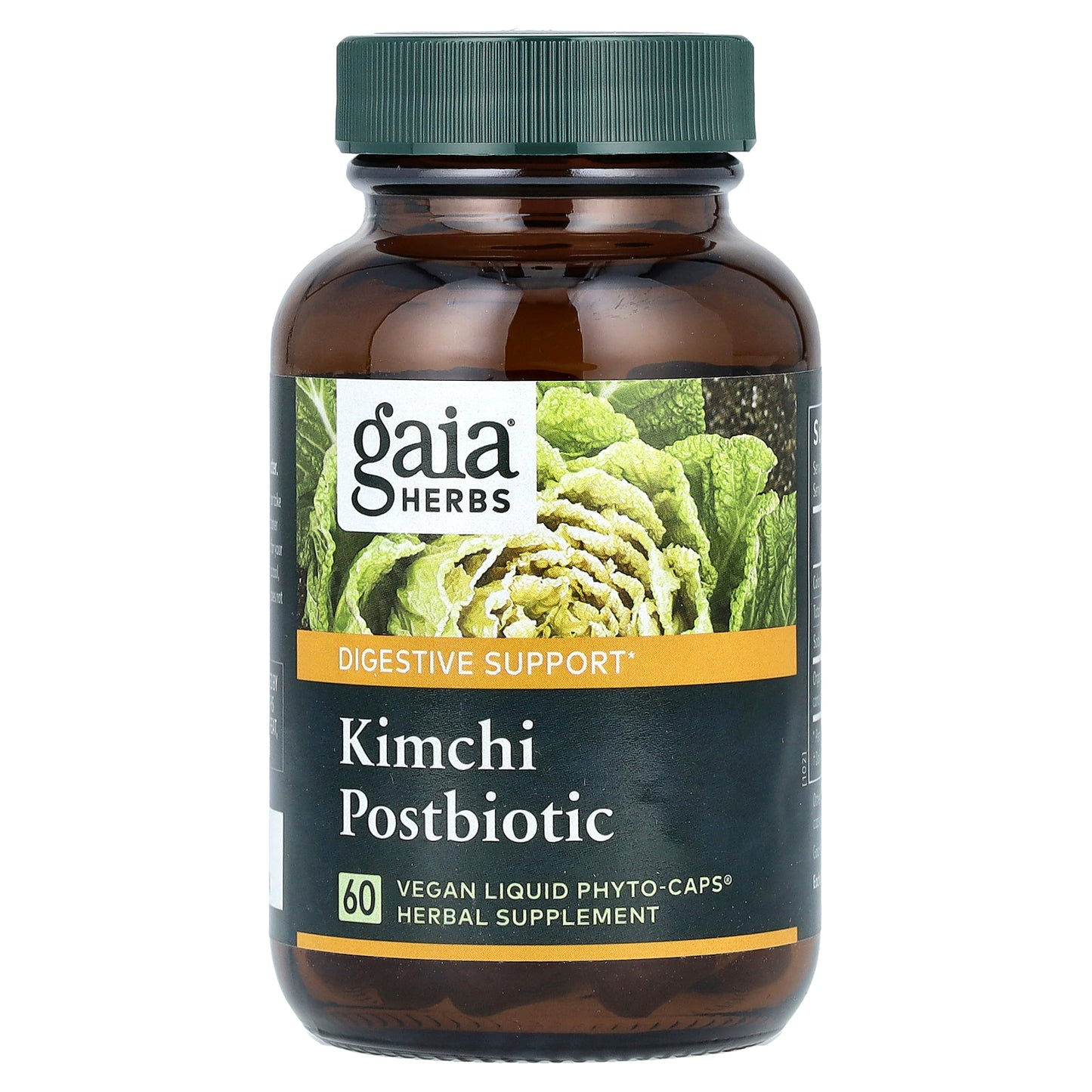 Gaia Herbs, Kimchi Postbiotic, 1.2 g, 60 Vegan Liquid Phyto-Caps (0.6 g per Capsule)