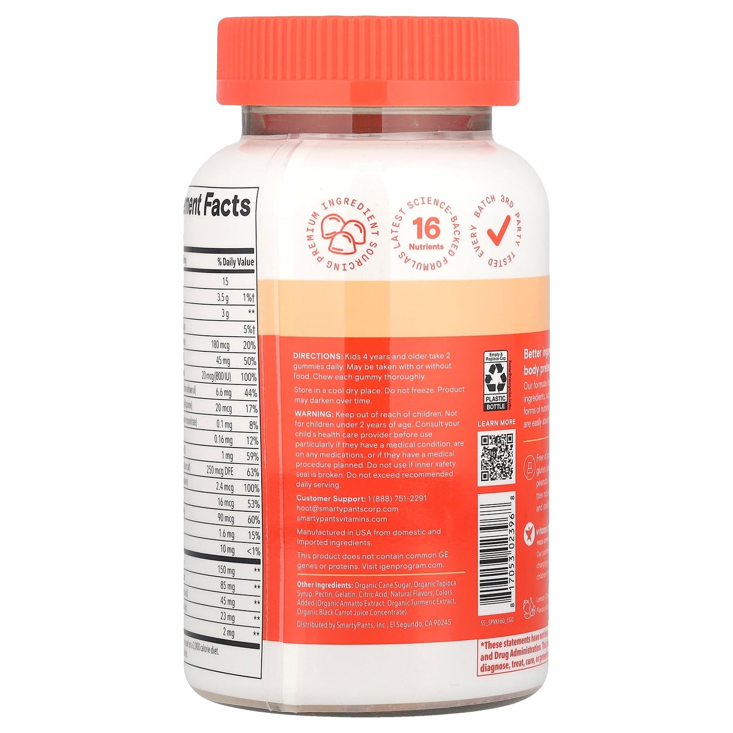 SmartyPants, Kids Plus, Multi & Omegas Gummies, Lemon, Orange, and Strawberry Banana, 60 Gummies