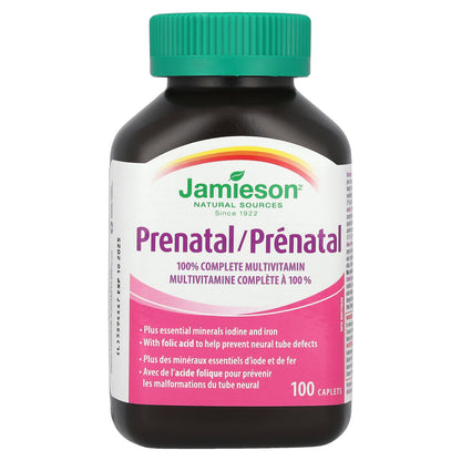 Jamieson Vitamins, Prenatal, 100% Complete Multivitamin, 100 Caplets