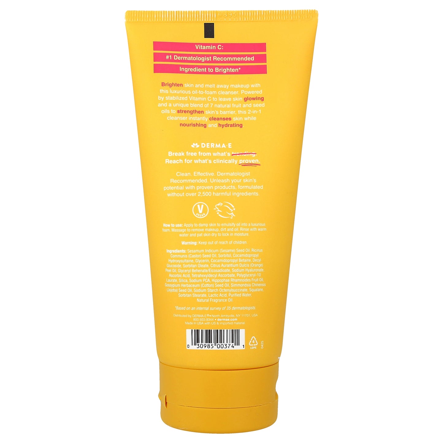 DERMA E, Vitamin C Foaming Oil Cleanser, 6 fl oz (175 ml)