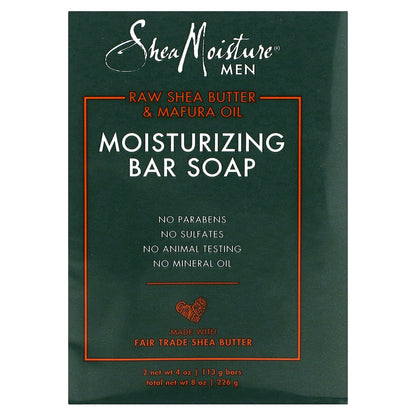 SheaMoisture, Men, Moisturizing Bar Soap, Raw Shea Butter & Mafura Oil, 2 Bars, 4 oz (113 g) Each