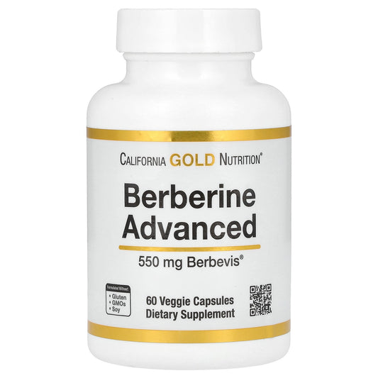 California Gold Nutrition, Berberine Advanced, Berbevis Phytosome with Berberine Phospholipid Complex with Sunflower Lecithin, 550 mg, 60 Veggie Capsules