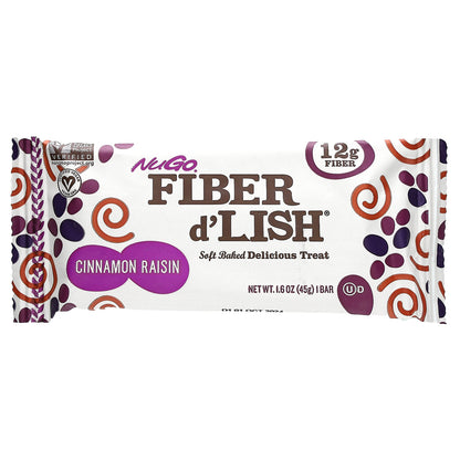 NuGo Nutrition, Fiber d'Lish, Cinnamon Raisin, 16 Bars, 1.6 oz (45 g) Each