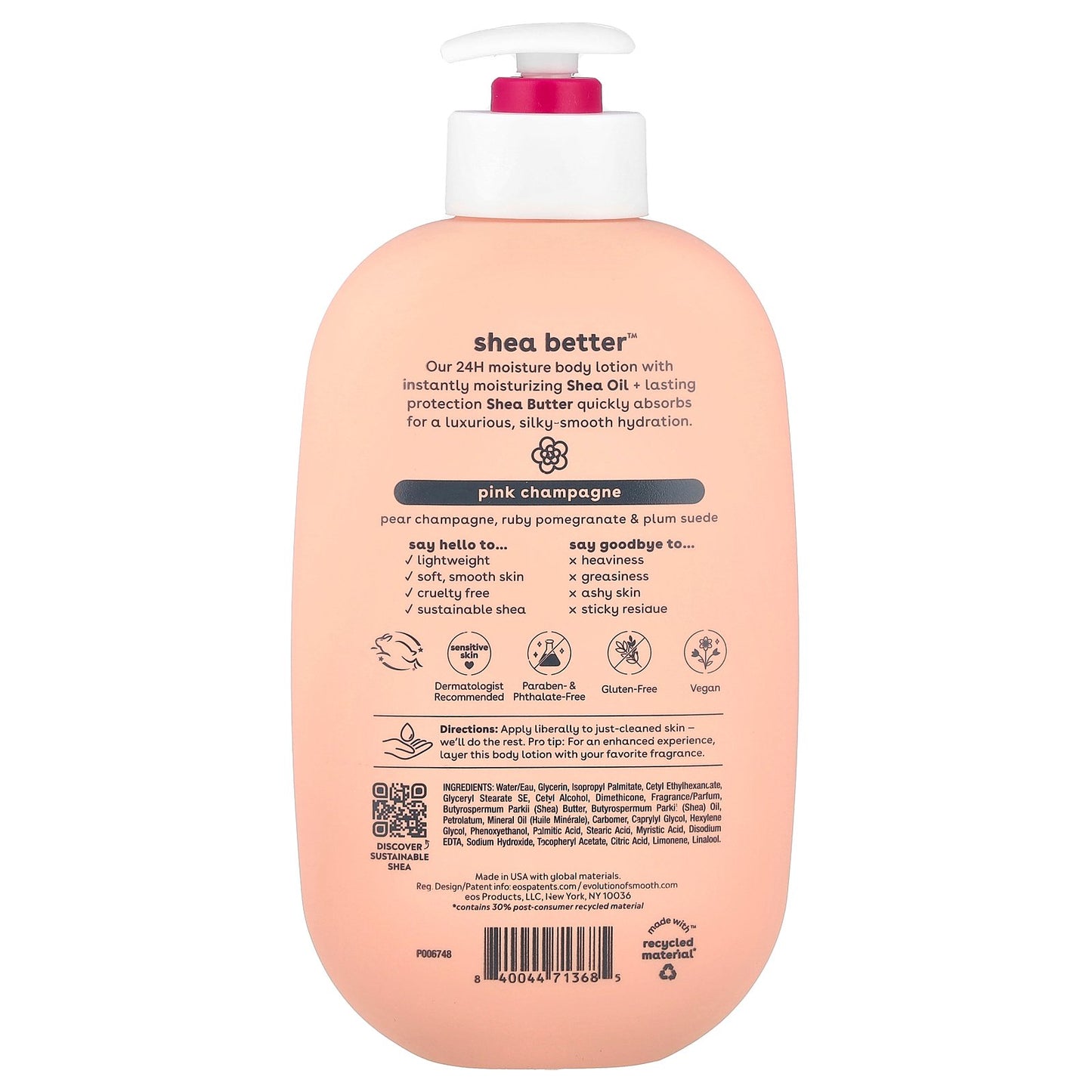EOS, Shea Better™, 24H Moisture Body Lotion, Pink Champagne, 16 fl oz (473 ml)