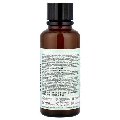 Davids, Fresh Breath Mouthwash Refill Concentrate, Natural Fresh Mint, 4 fl oz (118 ml)