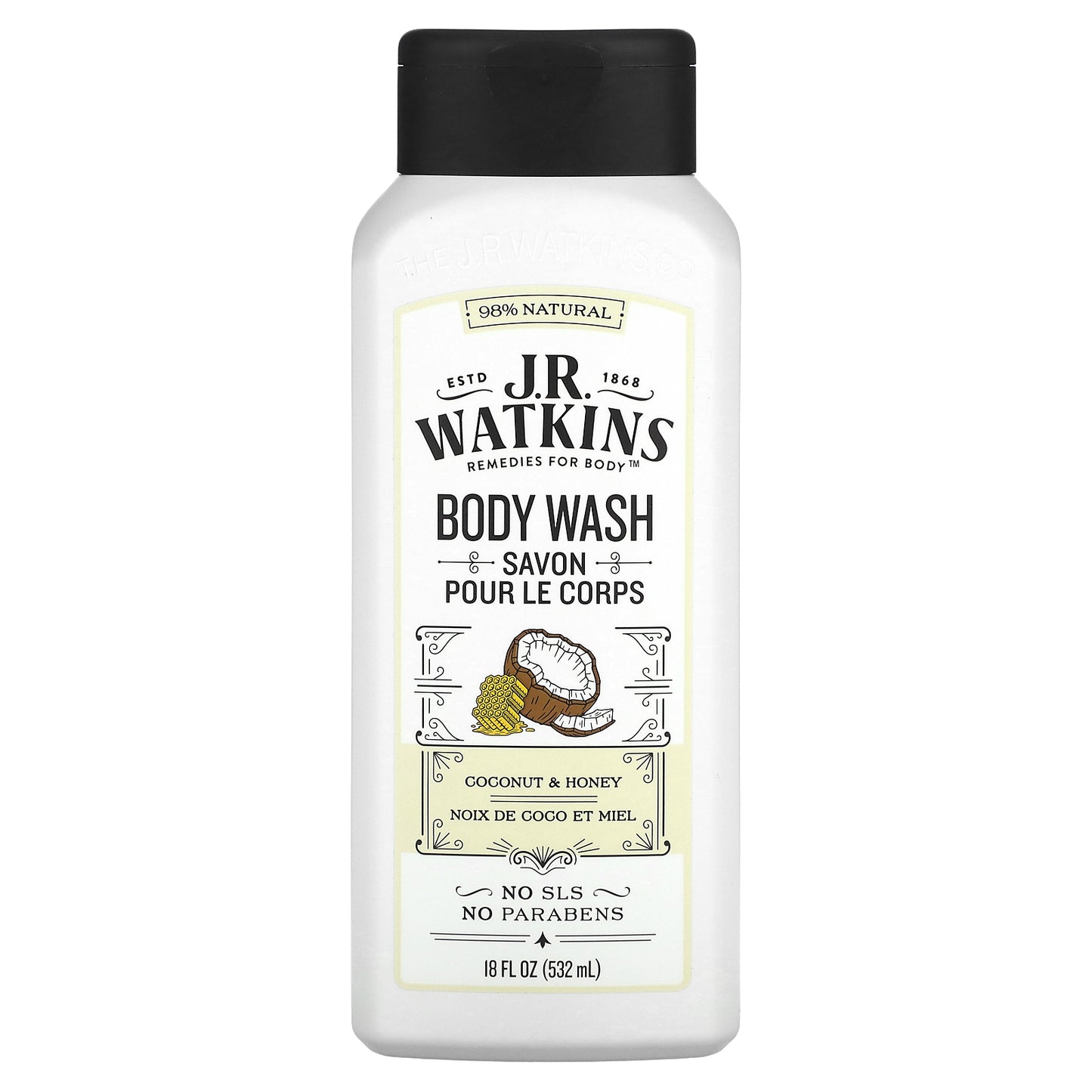 J R Watkins, Body Wash, Coconut & Honey, 18 fl oz (532 ml)
