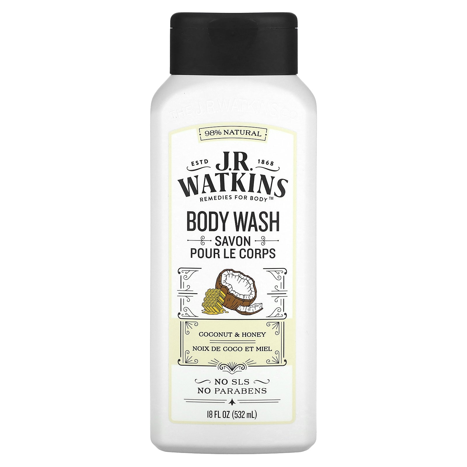 J R Watkins, Body Wash, Coconut & Honey, 18 fl oz (532 ml)