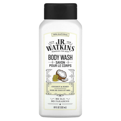 J R Watkins, Body Wash, Coconut & Honey, 18 fl oz (532 ml)