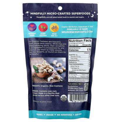 Wilderness Poets, Organic Whole Cashews, 8 oz (226 g)